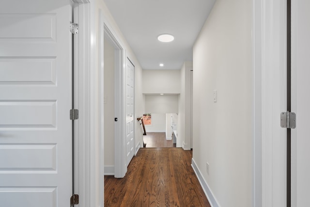 30728 W 14 Mile Rd, West Bloomfield, MI 48322 - hallway featuring dark wood finished floors and baseboards
