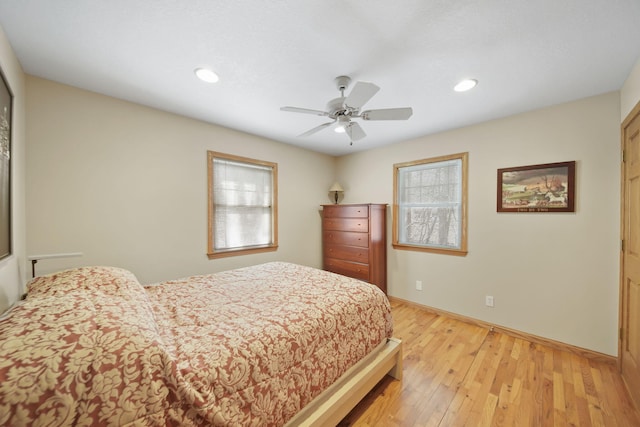 14073 Walz Blvd, Brooklyn, MI 49230 - bedroom with recessed lighting, baseboards, light wood-style floors, and ceiling fan