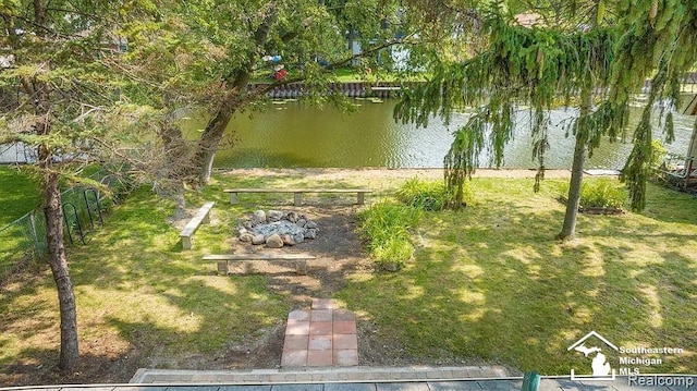 exterior space featuring a water view