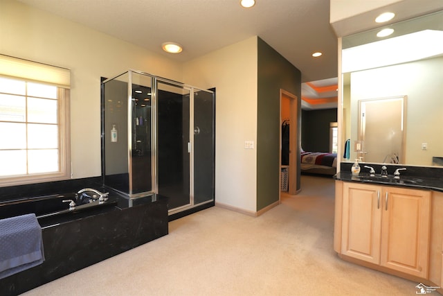 7241 Hidden Valley Dr, Lambertville, MI 48144 - bathroom featuring a bath, ensuite bath, a stall shower, and vanity