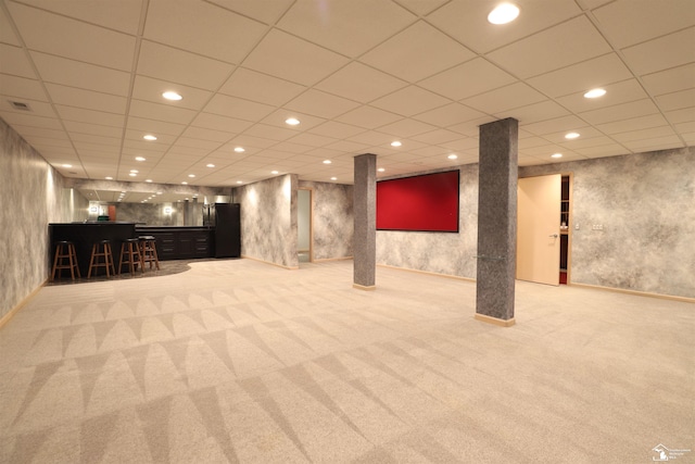 7241 Hidden Valley Dr, Lambertville, MI 48144 - finished basement featuring recessed lighting, bar area, and light colored carpet