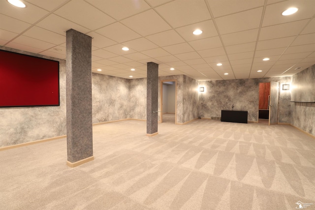 7241 Hidden Valley Dr, Lambertville, MI 48144 - finished basement with carpet flooring, wallpapered walls, and recessed lighting