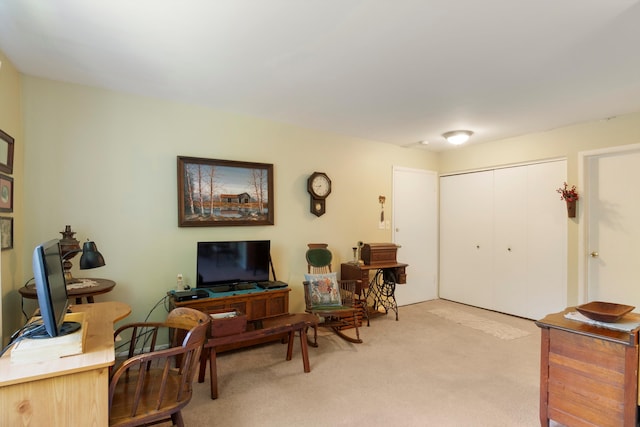 office featuring light colored carpet