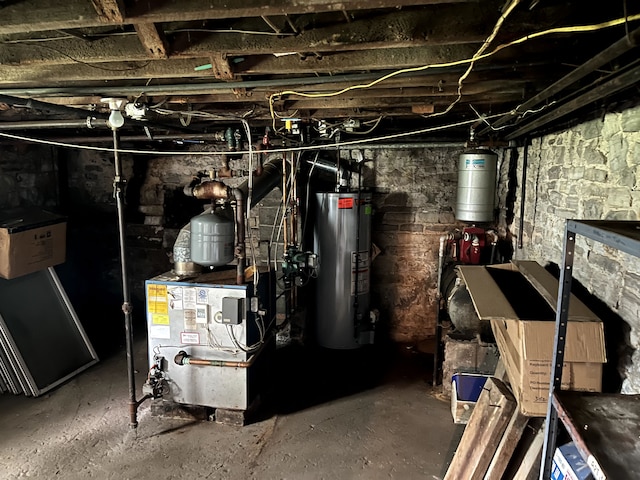 utilities with water heater and a heating unit