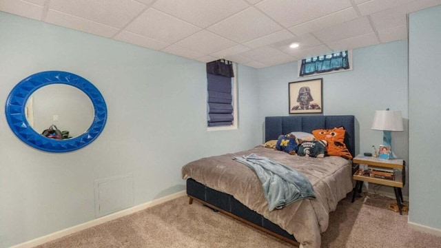 3820 Harbor Point Dr, Norton Shores, MI 49441 - carpeted bedroom with baseboards and a drop ceiling