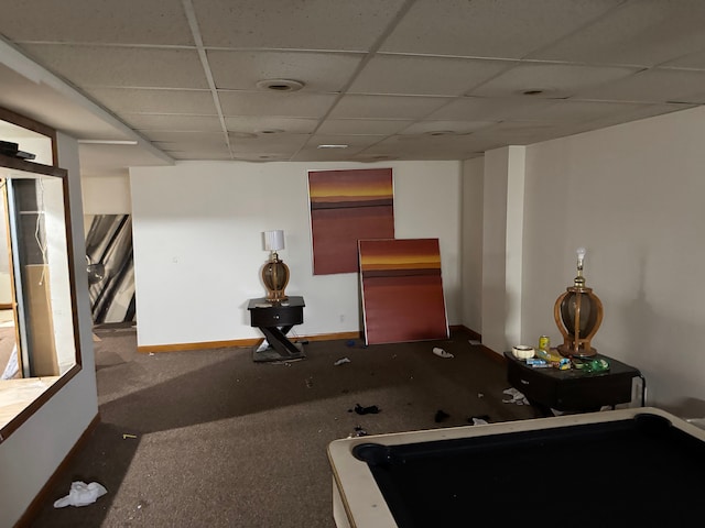 25966 Peppertree Ln, Warren, MI 48091 - workout area featuring baseboards and a paneled ceiling