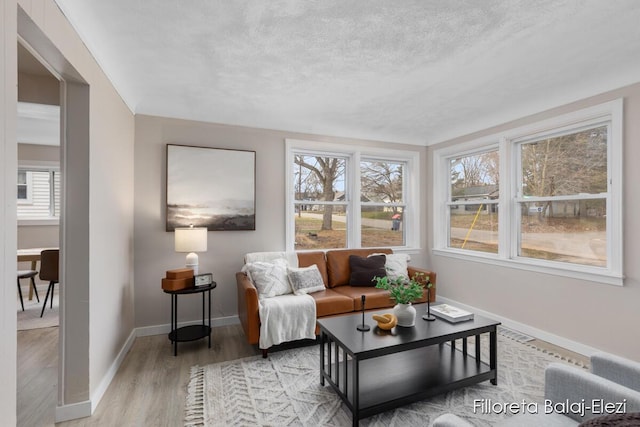 2100 Dawson Ave NE, Grand Rapids, MI 49505 - living area featuring baseboards, a textured ceiling, and light wood-style floors