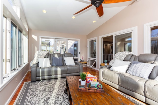 1405 S Sashabaw Rd, Ortonville, MI 48462 - sunroom / solarium with baseboards, vaulted ceiling, and recessed lighting