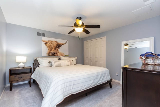 1405 S Sashabaw Rd, Ortonville, MI 48462 - bedroom with a closet, baseboards, visible vents, and light colored carpet