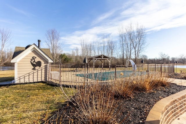 1405 S Sashabaw Rd, Ortonville, MI 48462 - view of yard featuring a fenced in pool and fence