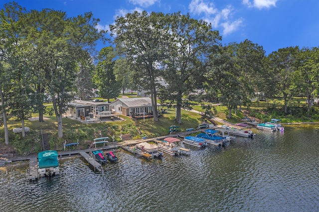 view of dock featuring a water view
