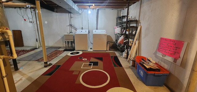 889 Kirts Blvd, Troy, MI 48084 - unfinished basement featuring washer and dryer
