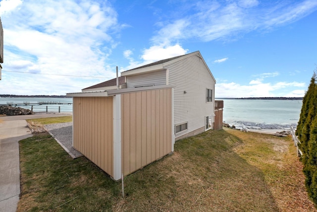 view of outdoor structure featuring a water view