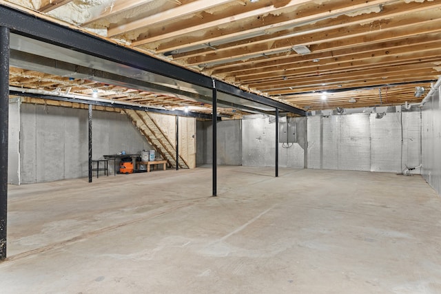 unfinished basement with electric panel