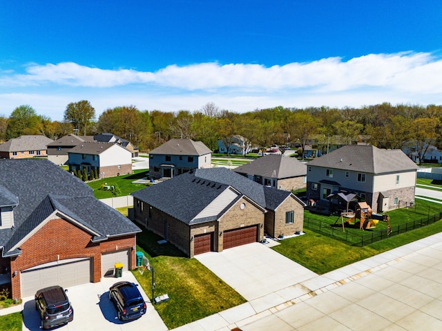 aerial view with a residential view