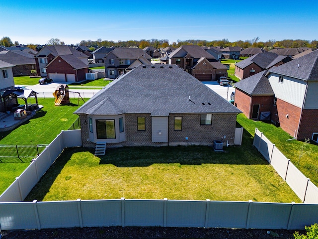 drone / aerial view with a residential view