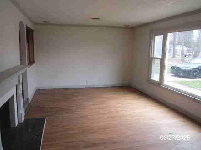 unfurnished living room featuring light wood-style flooring