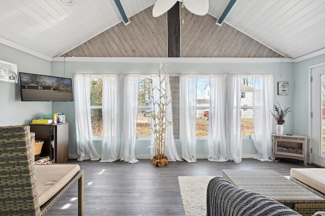 interior space with beam ceiling