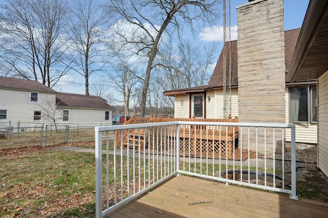 deck featuring fence