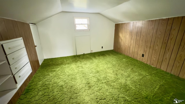 508 Humphrey St, Monroe, MI 48161 - additional living space featuring carpet flooring, wooden walls, and lofted ceiling