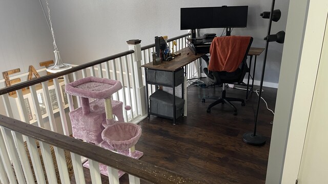 12181 Trail Creek Dr, Stanwood, MI 49346 - home office with baseboards and wood finished floors