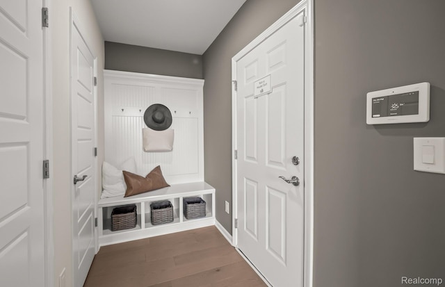 16104 Conifer Ln, Clinton Township, MI 48038 - mudroom with wood finished floors and baseboards