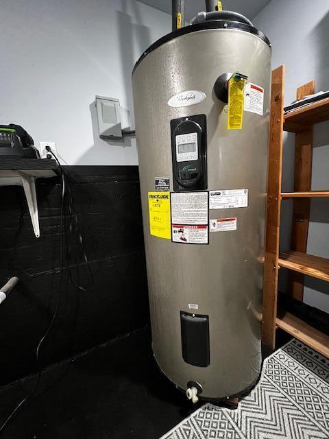 utility room featuring electric water heater