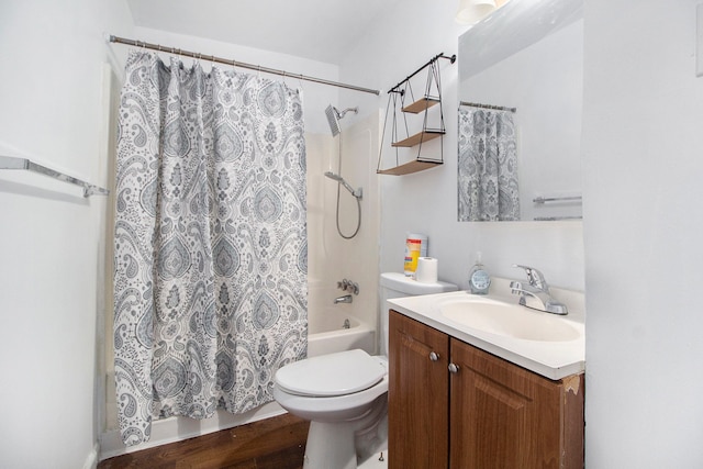 26410 Beverly Rd, Taylor, MI 48180 - full bath featuring vanity, shower / bath combo, and wood finished floors