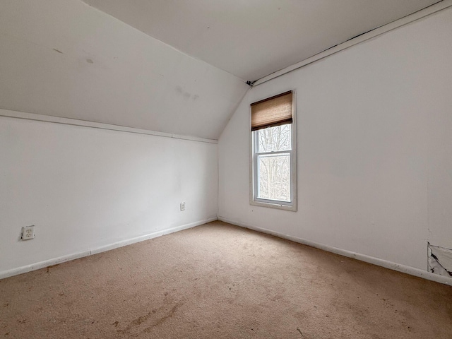 bonus room featuring carpet, baseboards, and vaulted ceiling
