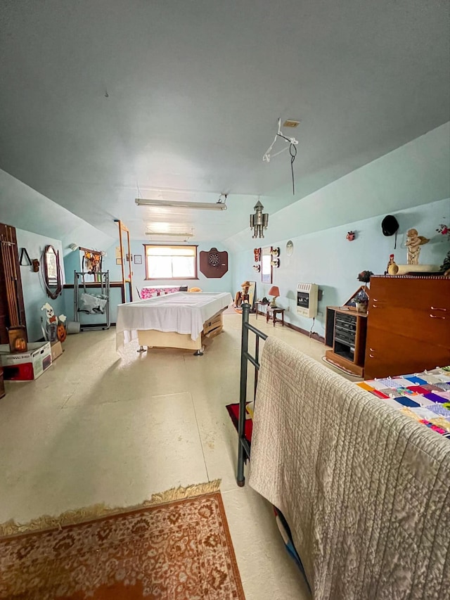 bedroom featuring vaulted ceiling
