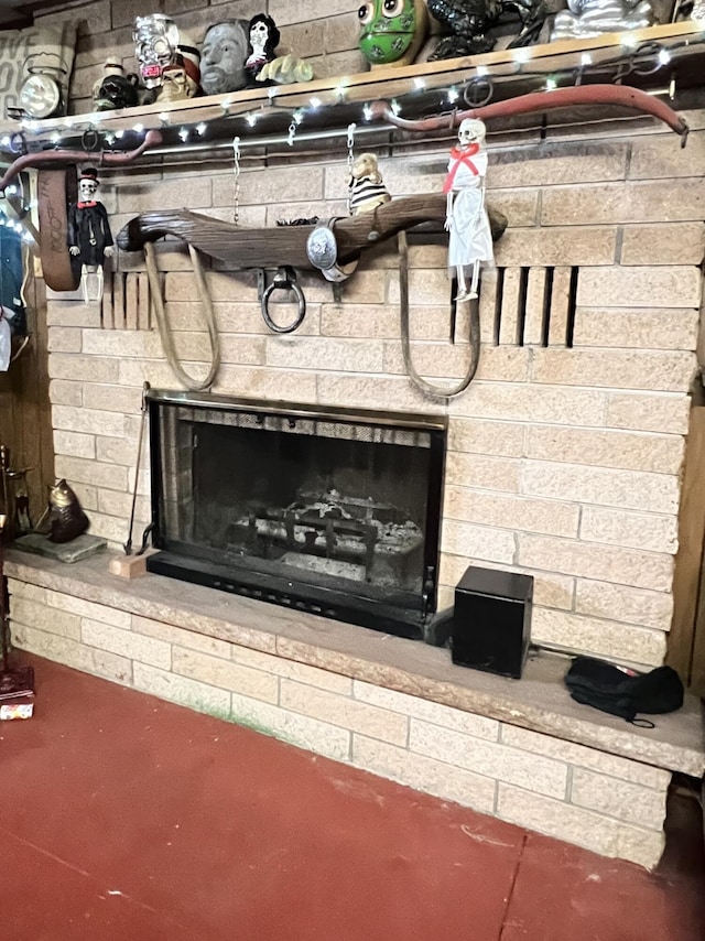 interior details with a fireplace