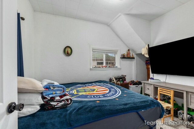bedroom featuring vaulted ceiling