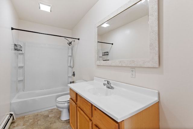 142 E Glass Rd, Ortonville, MI 48462 - full bath featuring toilet, shower / bath combination, vanity, and a baseboard radiator