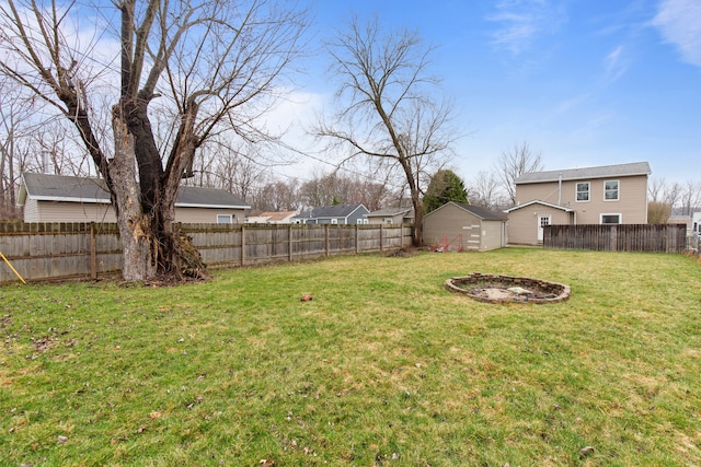 142 E Glass Rd, Ortonville, MI 48462 - view of yard with a fenced backyard and an outdoor fire pit