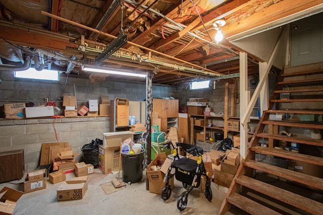 below grade area with stairs
