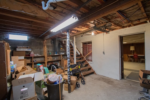below grade area featuring stairs