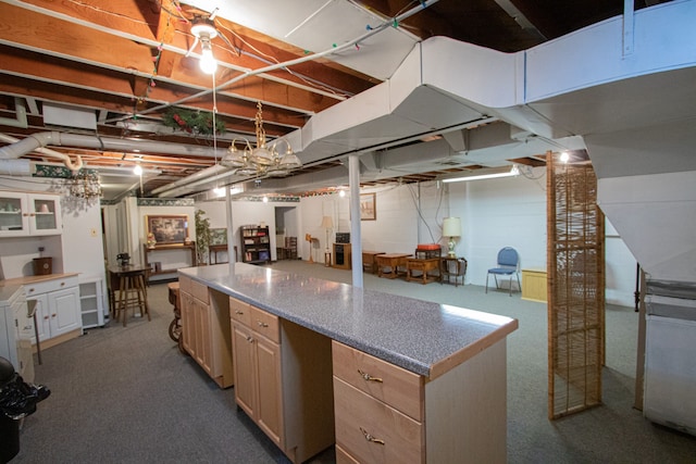 unfinished below grade area featuring carpet flooring