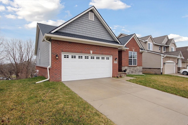 30909 Asbury Hill Ct, New Hudson, MI 48165 - view of front of home featuring brick siding, driveway, a garage, and a front lawn