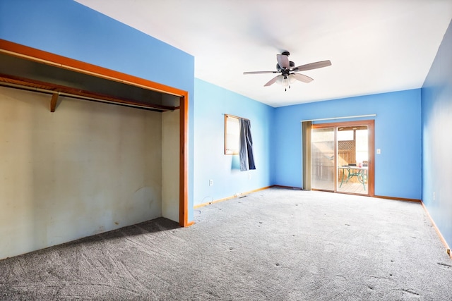 2981 Harrison St, Saginaw, MI 48604 - unfurnished bedroom featuring a closet, carpet floors, a ceiling fan, access to outside, and baseboards