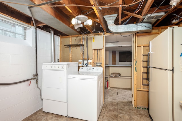 341 Ridgemont Rd, Grosse Pointe Farms, MI 48236 - laundry area featuring laundry area, separate washer and dryer, and concrete block wall