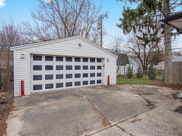 detached garage with fence