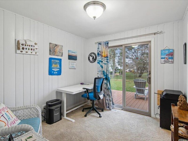 office space with carpet flooring