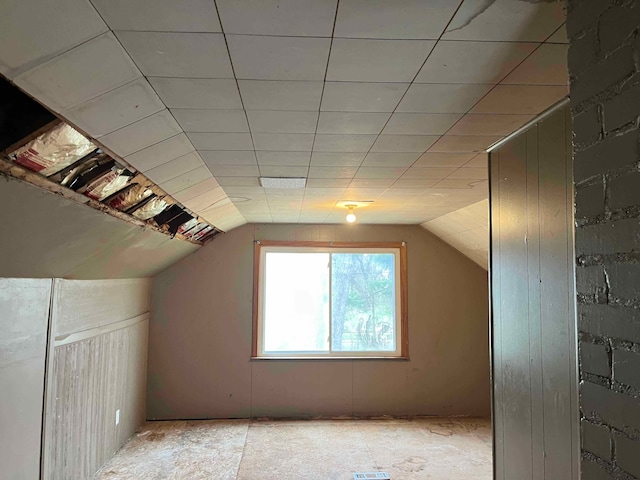 bonus room with vaulted ceiling