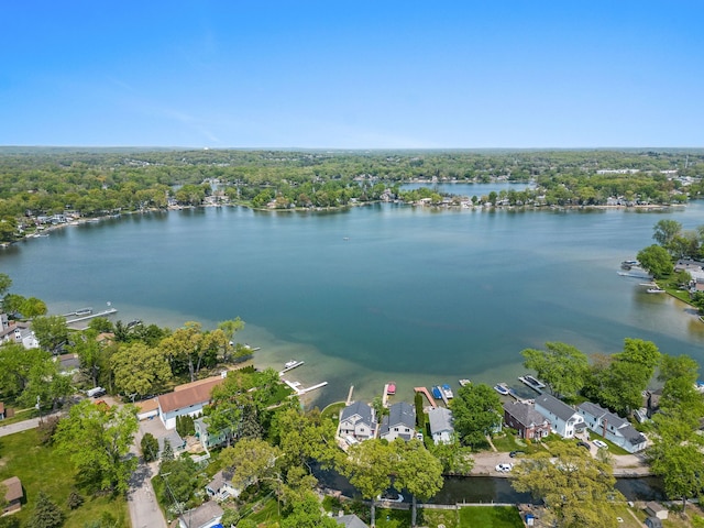 aerial view featuring a residential view and a water view