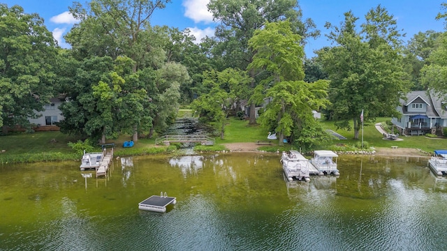 exterior space featuring a water view