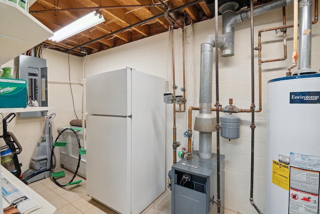 utilities with a heating unit and gas water heater