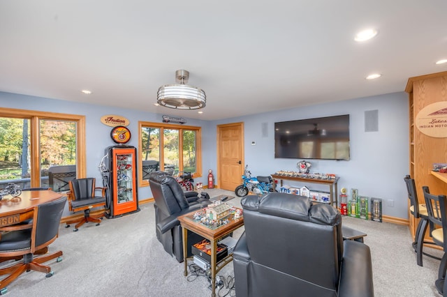 8366 Lynwood Ln, Mecosta, MI 49332 - carpeted living room with baseboards and recessed lighting