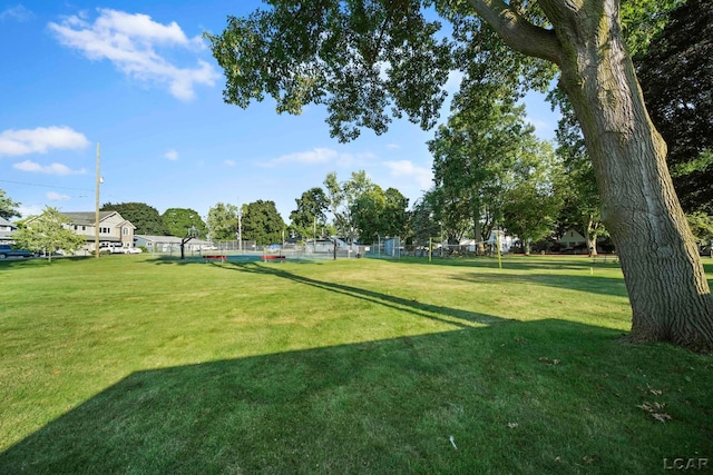 view of home's community with a lawn
