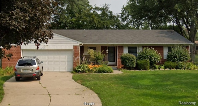 2570 Binbrooke Dr, Troy, MI 48084 - ranch-style house with brick siding, an attached garage, concrete driveway, and a front yard