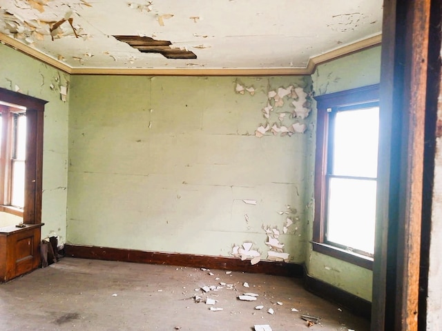 6050 Vermont St, Detroit, MI 48208 - spare room with crown molding, a wealth of natural light, and baseboards